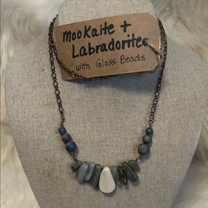 Mookaite and Labradorite Necklace with Glass Beads